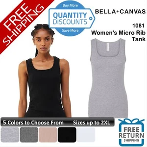 🔥 Bella + Canvas Woman Micro Rib Tank Top Shirt Pre-shrunk Up To 2XL 1081 - Picture 1 of 31
