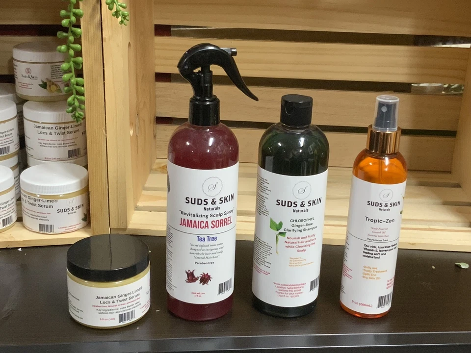 Locs Care Kit, chlorophyll, shampoo, natural oils, Loc Butter Serum, tonic water - Image 1 of 4