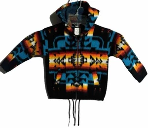 Artesanias Tuntaquimba SZ 2 Ecuador Aztec Zip Soft Wool Hoody Sweater Kids - Picture 1 of 12