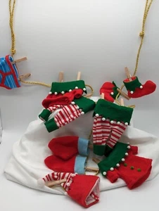 String Swag Elf Clothes On Gold Rope Holiday Christmas Decoration 60" Long - Picture 1 of 15