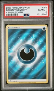 2023 Pokemon Sword and Shield Crown Zenith Darkness Energy 158 PSA 10 GEM MINT - Picture 1 of 4