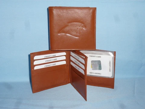 CAROLINA PANTHERS   Leather BiFold Wallet    NEW    brown 4 + Cover