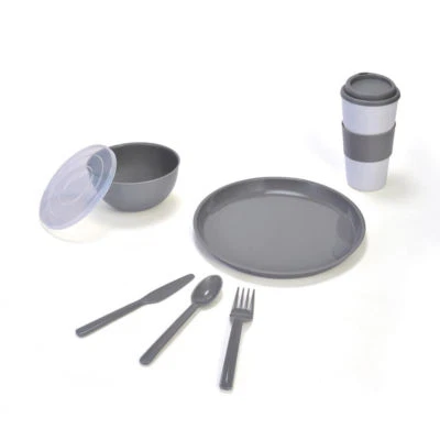 Travel Set Gray Back to School 8 pieces in a Mesh Tote Bag - Image 1 of 4