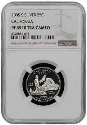 2005 S Silver Proof  California quarter Graded by NGC PF 69 ULTRA CAMEO - Image 1 of 2