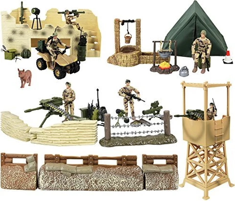 60-pcs Click N' Play Military Checkpoint Play Set % Accessories, Superb Cover