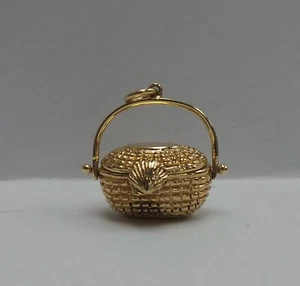 14k Gelbgold Nantucket Korb Charm Anhänger mit Penny 11,6g - Bild 1 von 7