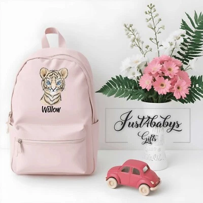 Personalisierter bestickter SAFARI LÖWE Jungen Mädchen Rucksack Backpack Tasche Schule
