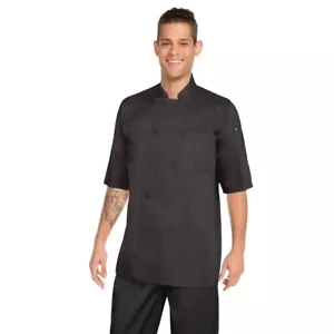 More details for chef works unisex montreal cool vent short sleeve chefs jacket in black