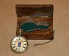 Antike Vintage Maritime Victoria 1875 Messing Taschenuhr mit Holzbox-Geschenk