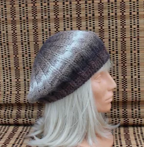 Crocheted beret, blend wool ribbed beret, unlined spring hat,  colorful cap - Picture 1 of 3