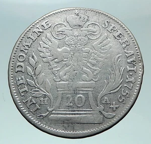 1755 AUSTRIA Roman Emperor Franz I Genuine Silver 20Kreuzer Austrian Coin i81474 - Picture 1 of 3