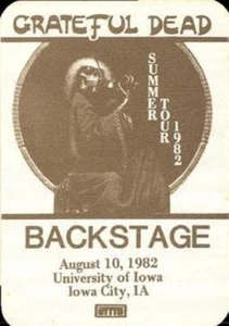 Grateful Dead Backstage Pass Iowa 1982 Jerry Garcia - Imagen 1 de 1