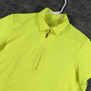 Jofit Polo Shirt Womens Medium Yellow Quarter Zip Short Sleeve Golf Athletic - Picture 1 of 14