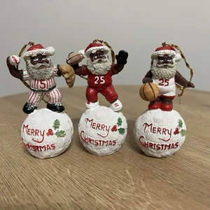 Adornos de Navidad afroamericanos negros de Papá Noel béisbol fútbol baloncesto - Imagen 1 de 18