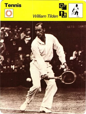 Foto de jugador de tenis estadounidense William Tilden 1977 Reino Unido Sportscaster tarjeta #10-08 Foto 1 de 2
