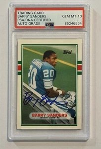 Barry Sanders Autograph Signed 1989 Topps Rookie Card - PSA 10 Auto Centered HOF - Bild 1 von 2