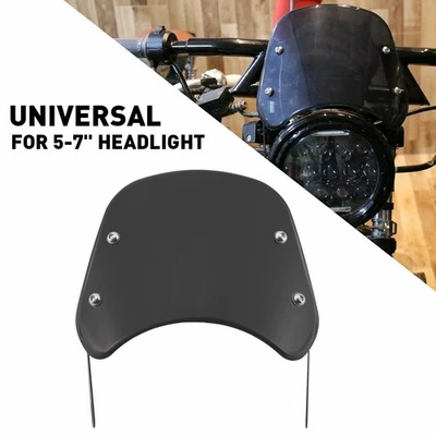 Universal Motorcycle Headlight Fairing Windshield Windscreen 5-7'' Round Smoked — 第 1/4 张图片