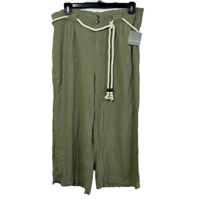 Новый с Ярлыками Falls Creek женщин XL брюки с веревки ремень льняной смеси карманы серо-зеленый - Изображение 1 из 4