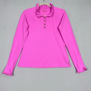 Lilly Pulitzer Luxletic Hutton Polo Shirt Womens Small Ruffle Collar Long Sleeve - Picture 1 of 13
