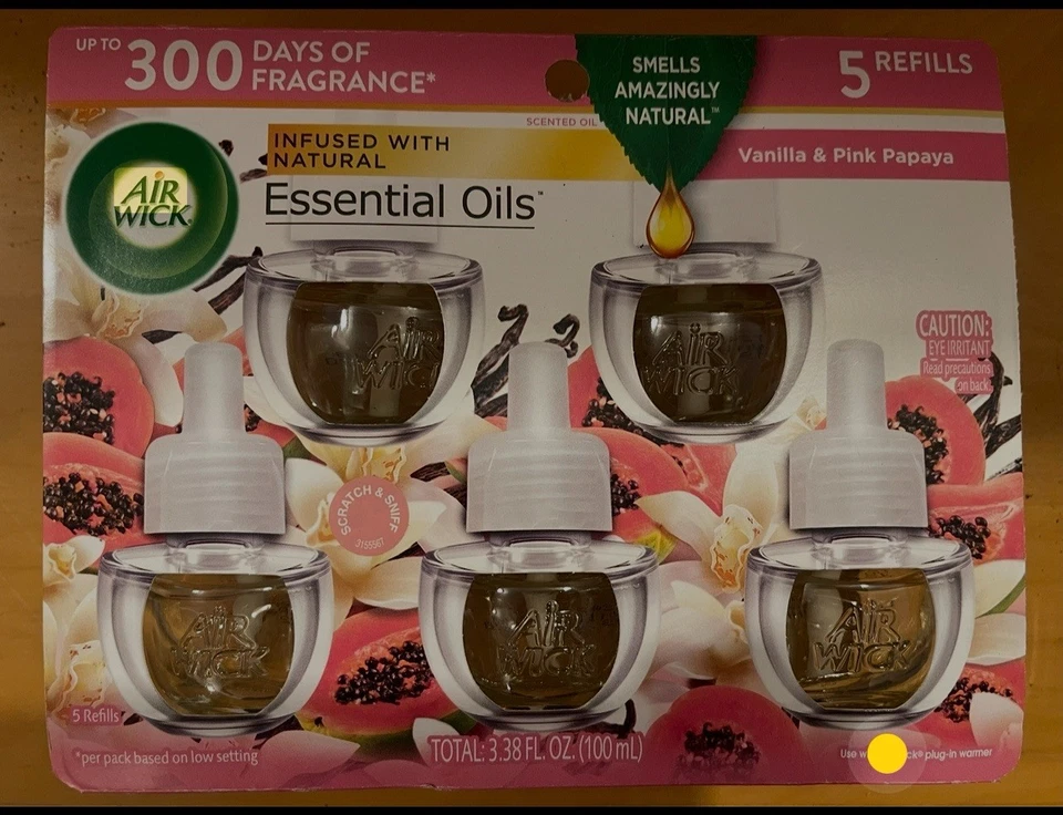 Lot Of 3 Air Wick Scented Oils Vanilla/Pink Papaya 5 Refills = 15 Refills!!! - Image 1 of 1