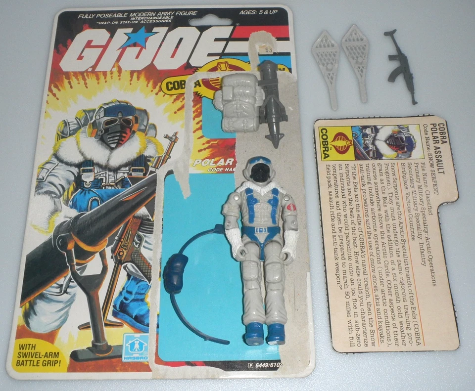 Figura Cobra Snow Serpent v1 1985 de colección G.I. GI Joe 3,75 ARAH *100 % completo Foto 1 de 4