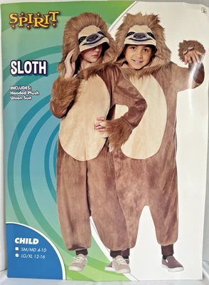 Fantasia de Halloween Sloth Spirit - Tamanho infantil LG/XL 12-16 terno de pelúcia com capuz união - Imagem 1 de 3