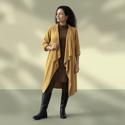 Chaqueta Plumero SAGA Italia Talla Única OSFA Dijon Dorado Mostaza Pana Drapeada Nueva Sin Etiquetas Foto 1 de 4