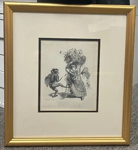 Thomas Landseer "A Fool to Pleasure" Original Etching - Signed w/ PROOF stamp - Picture 1 of 5