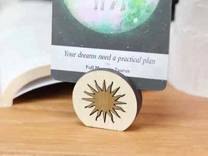 Tarot Card Holder, Light Wood Sun Pattern, Wood card holder for Tarot cards - Picture 1 of 2