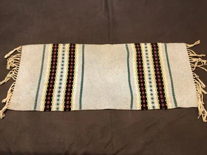 Vintage Scandinavian Table Runner Hand Woven Folk Art Wool 38x16 Nordic Kilim - Picture 1 of 12
