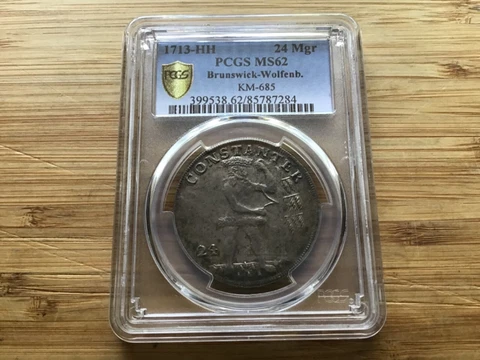 1713-HH Brunswick-Wolfenbuttel 24 Mariengroschen Wild Man type PCGS MS62 Cover