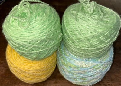 Acrylic Blend Destash Yarn Bundle Green Yellow Blue - Image 1 of 4