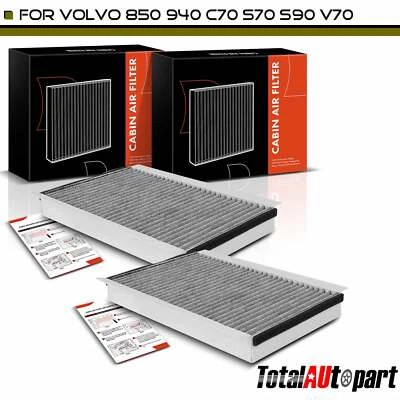 2x Filtro de aire de cabina de carbón activado para Volvo 850 940 C70 S70 S90 V70 V90 delantero Foto 1 de 4