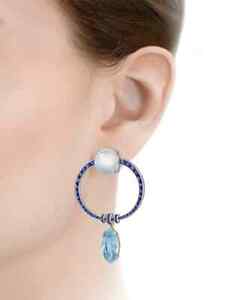 Dazzling Array Of Aquamarines, Moonstones And Sapphires Stylish Drop Earring Set