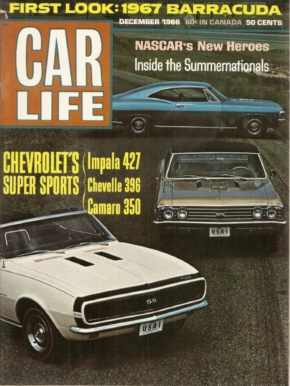 CAR LIFE 1966 DEC - SS350, 396 & 427, SUMMERNATIONALS, NEW BARRACUDA - Image 1 of 1