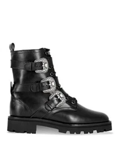 The Kooples Black Leather Ranger Ankle Boots Size 8 - Picture 1 of 2