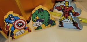 Marvel Super Heroes Lot of 3 Figures Real Wood cap hulk iron man - Picture 1 of 7