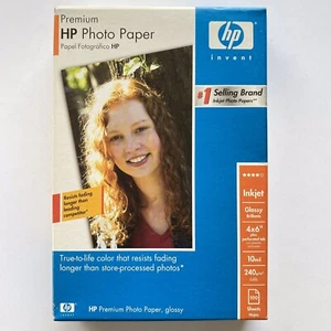 HP Premium Inkjet Błyszczący papier fotograficzny 100 arkuszy 4X6 Q1990A Perf Tab 2006 NOS - Zdjęcie 1 z 5