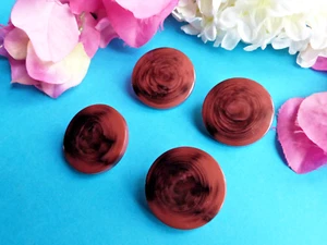 1129B Chequerboard Buttons " Swirl " Brown Hazelnut Lot 4 Buttons Vintage - Picture 1 of 4