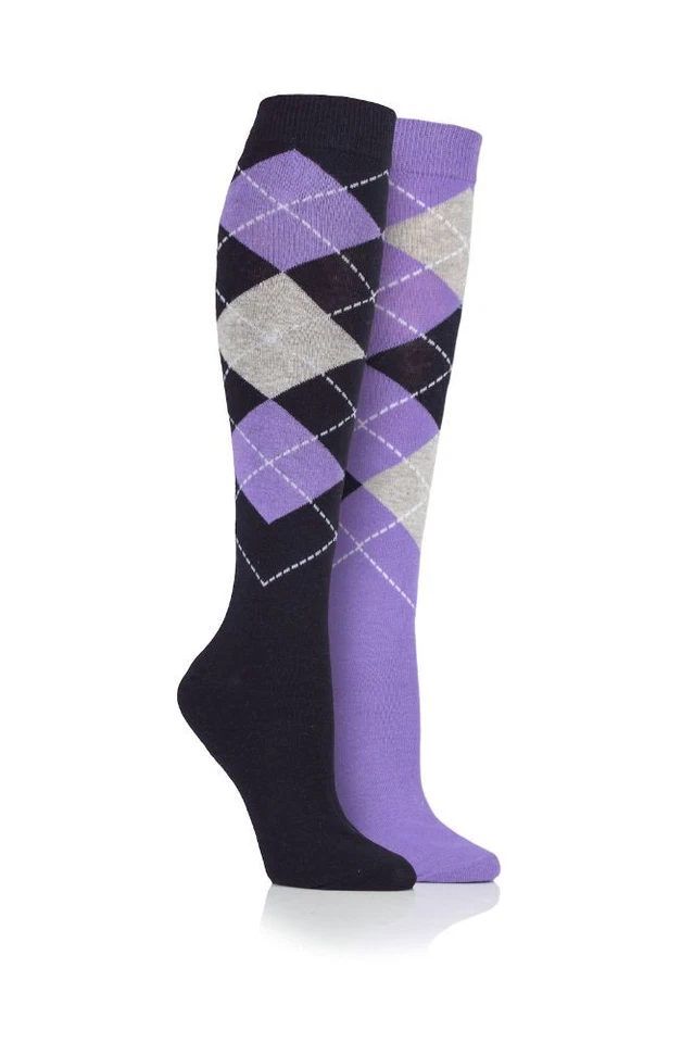 StormBloc Equestrian Argyle Socken (2er Pack) - Navy/Lilac