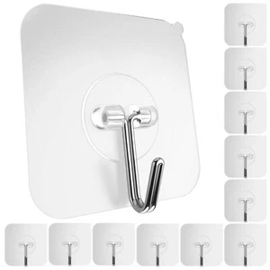 Adhesive Wall Hooks For Hanging Heavy Duty 22 Lbs Hooks For Walls No Damage Towe - Picture 1 of 9
