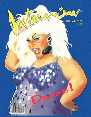 Andy Warhol’s Interview Magazine • February 1988 • DIVINE • COVER Art POSTER !!! - Image 1 of 4