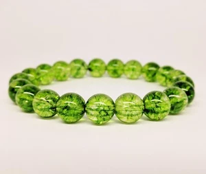 Natural Peridot Stone Bracelet Green Crystal Beads Stretch Bracelet Handmade - Picture 1 of 2