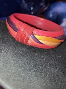 Vintage Leder Echtarmreif Armband 3" Unikat - Bild 1 von 6