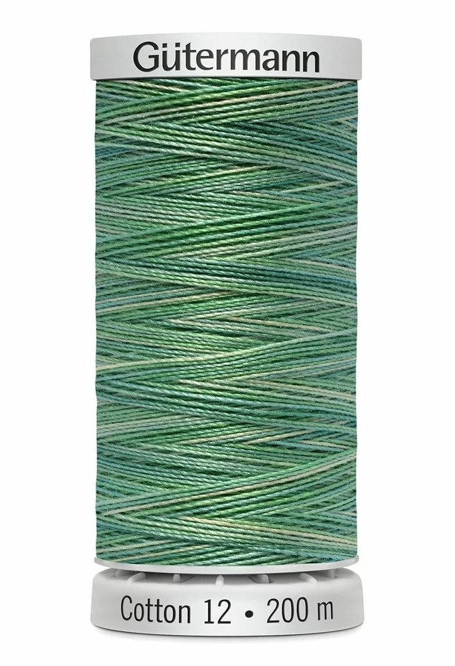 Gutermann Cotton 12, Colour 4015, VARIEGATED GREENS, 200m Spool Embroidery - image 1 of 1