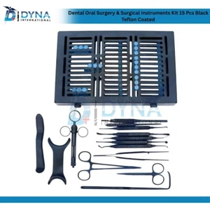 Nuevo kit de instrumentos quirúrgicos y de cirugía oral dental 15 piezas recubierto de negro - Imagen 1 de 5