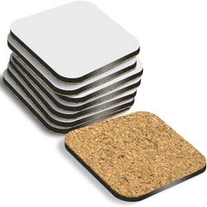 MDF Blank Sublimation Coasters Cork Backed - 9cm x 9cm White Blanks Square - Picture 1 of 7