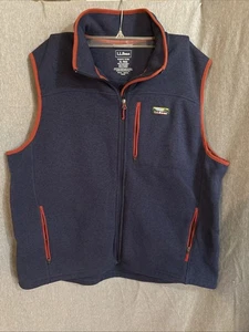 L.L. Chaleco suéter polar Bean para hombre XL azul naranja ribete cremallera senderismo aire libre. C67 - Imagen 1 de 6