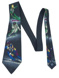 VTG Polo Ralph Lauren Mens Black Downhill Racer Ski 100% Silk Necktie - Picture 1 of 10