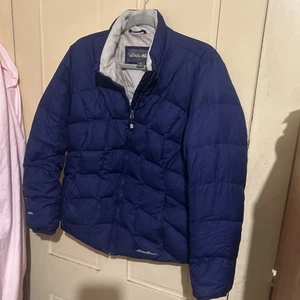 Eddie Bauer Women's Blue Puffer Down Jacket Size Large - Picture 1 of 9